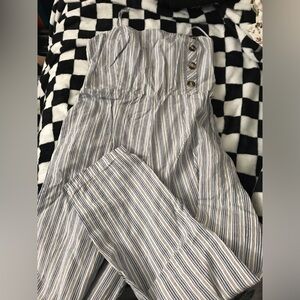 Large Japna white and blue striped women's romper